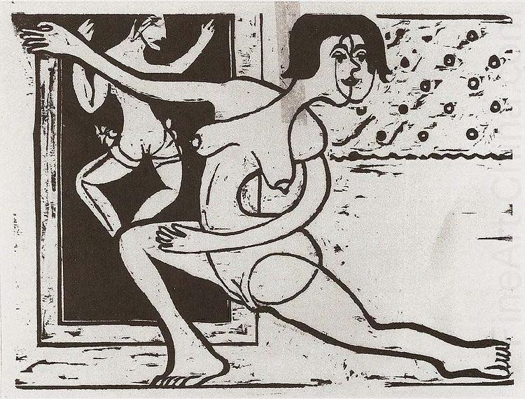 Practising dancer - Wood-cut, Ernst Ludwig Kirchner